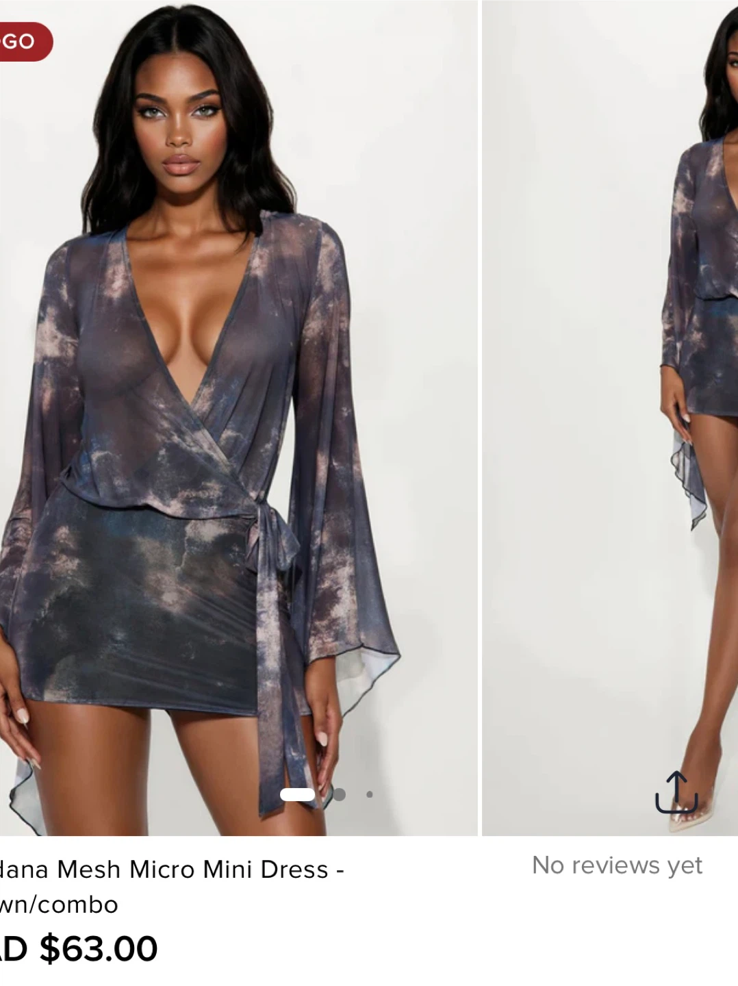 New  Mesh Micro Mini Dress - Brown/combo - photo 2