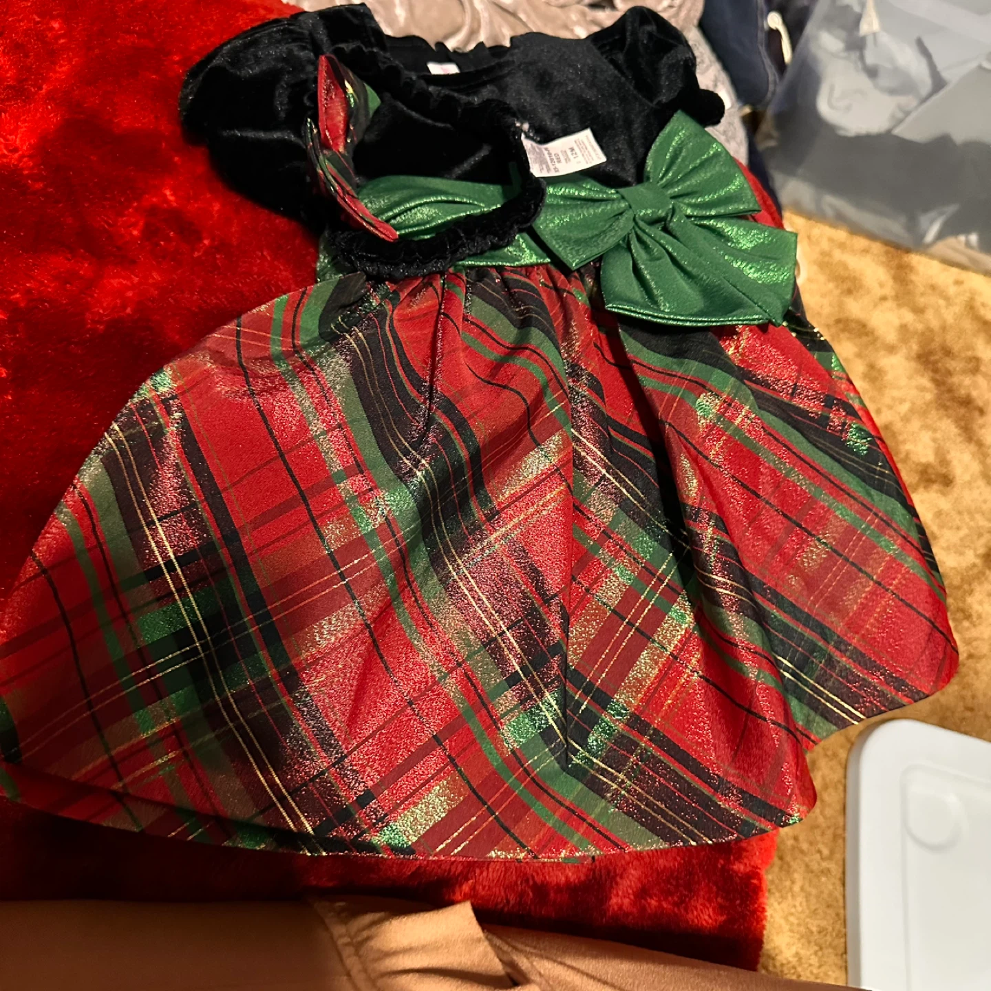 Bonnie Jean Dress - 12M - Red Plaid