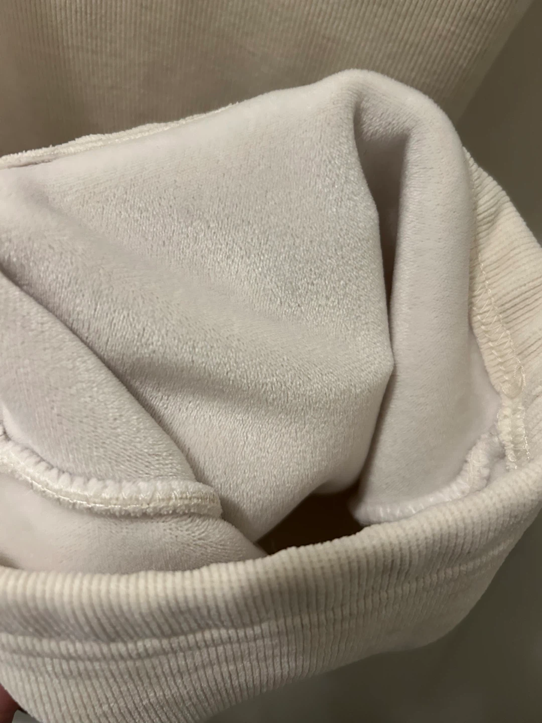 White wide leg corduroy fleece pants - photo 3