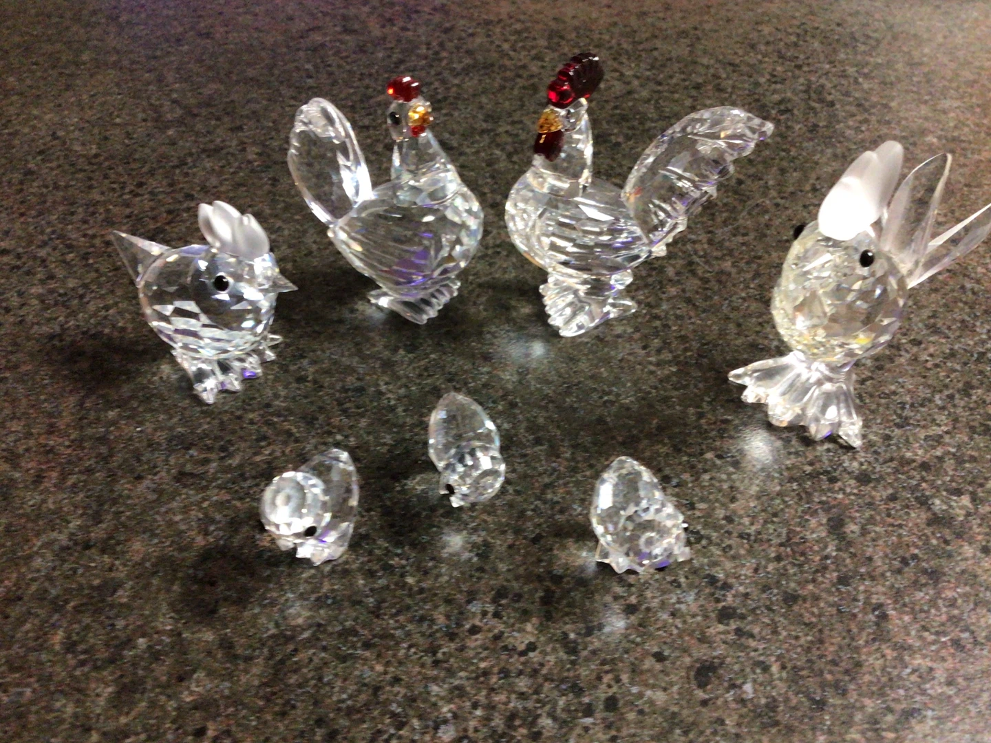 Swarovski Crystal Figurines Family Chickens