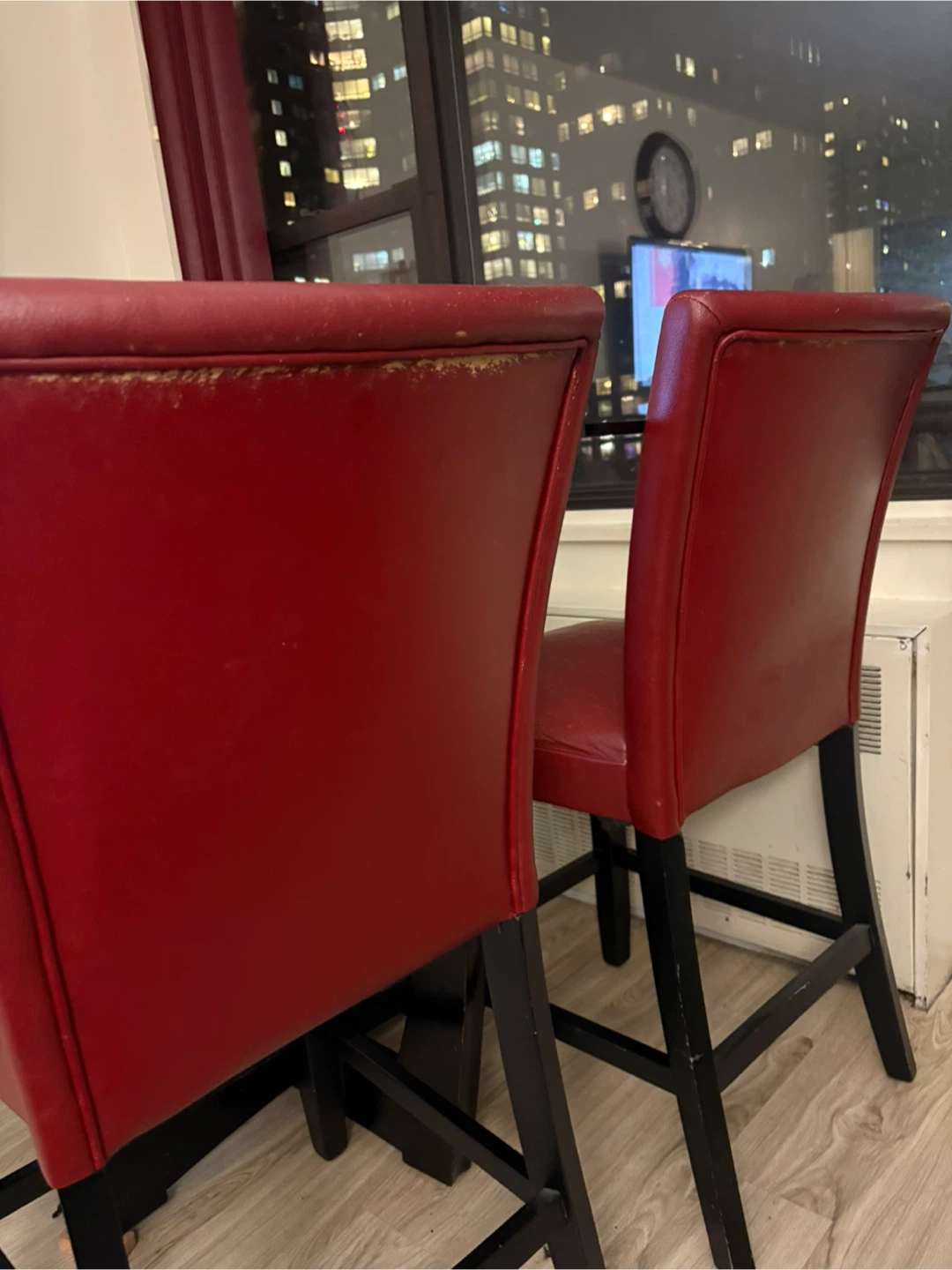 Red Leather Bar Stools (Set of 4) - photo 3