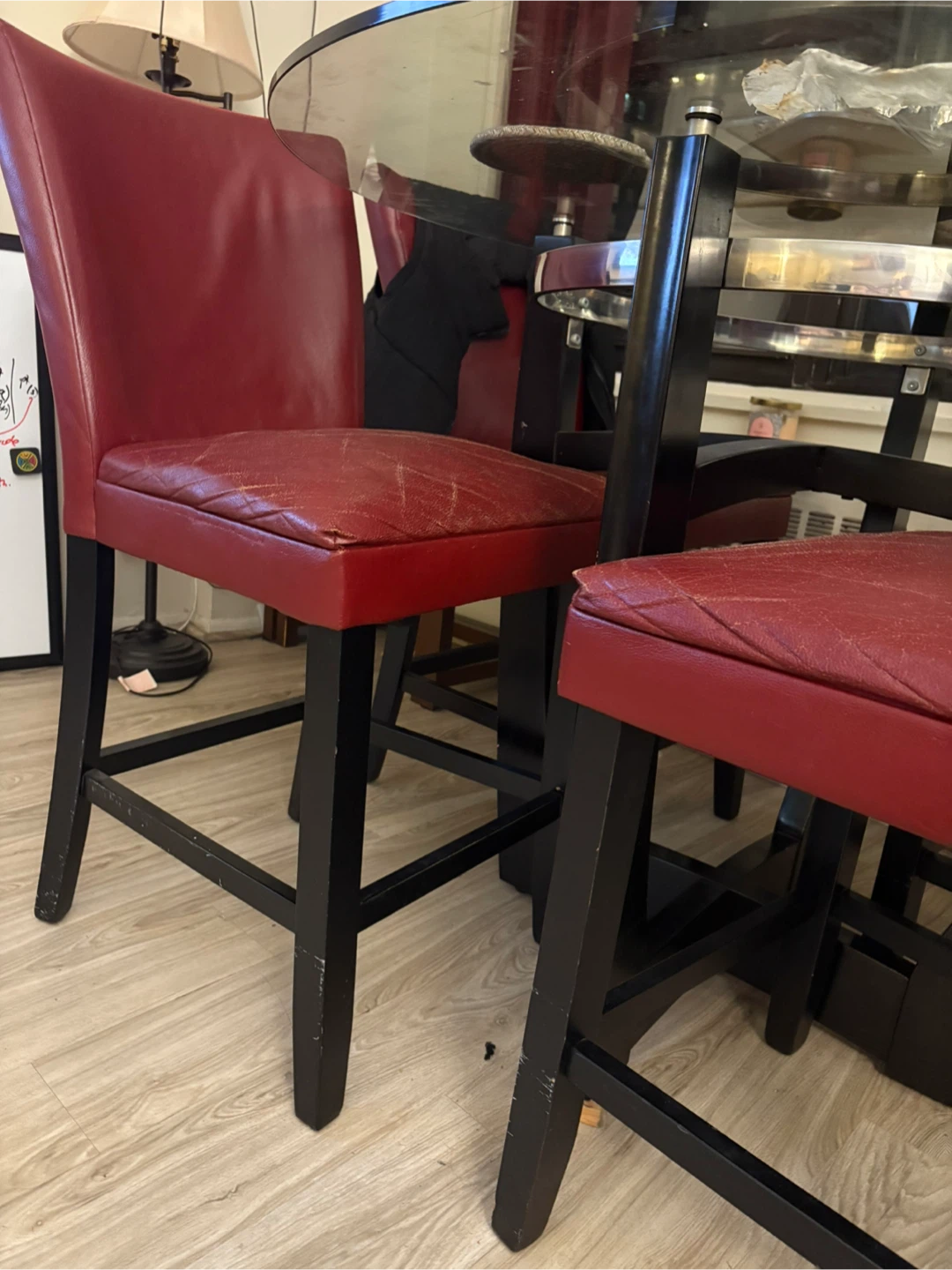 Red Leather Bar Stools (Set of 4) - photo 5