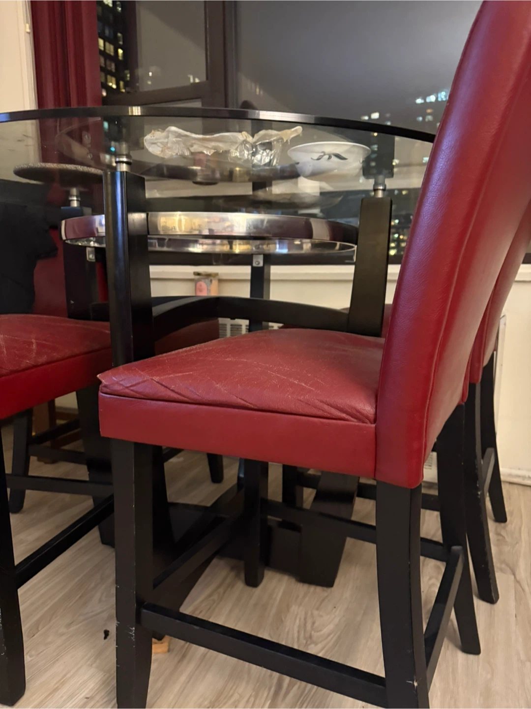 Red Leather Bar Stools (Set of 4) - photo 4