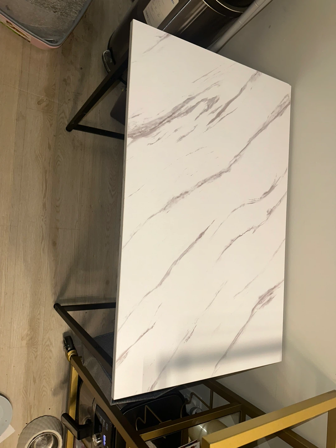 Mr IRONSTONE 31" White Marble Computer Desk