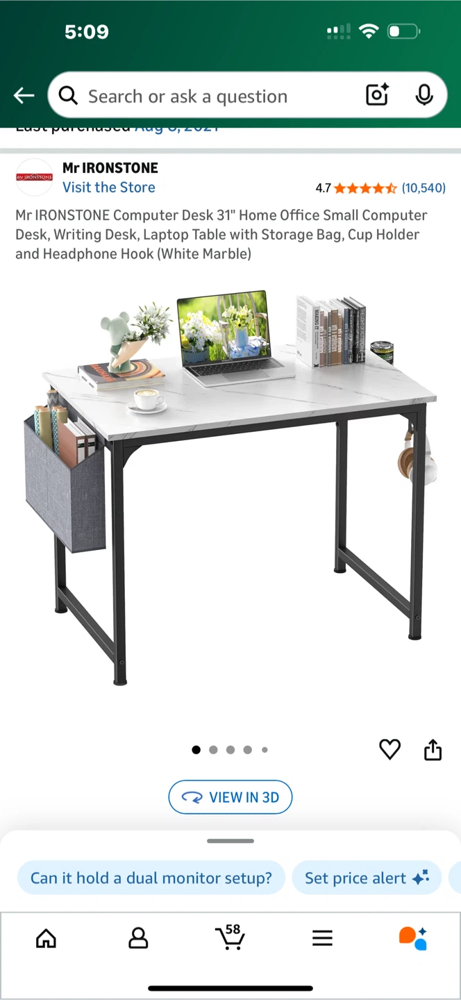Mr IRONSTONE 31" White Marble Computer Desk - photo 4