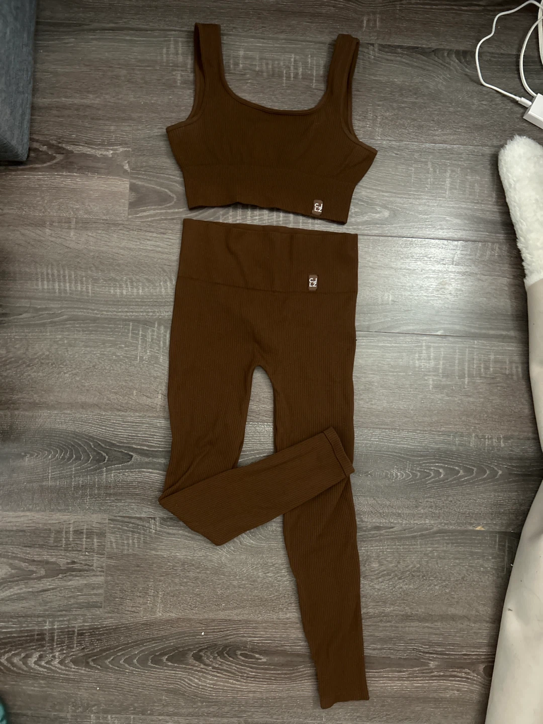 Calzedonia Brown Ribbed Activewear Set - One Size