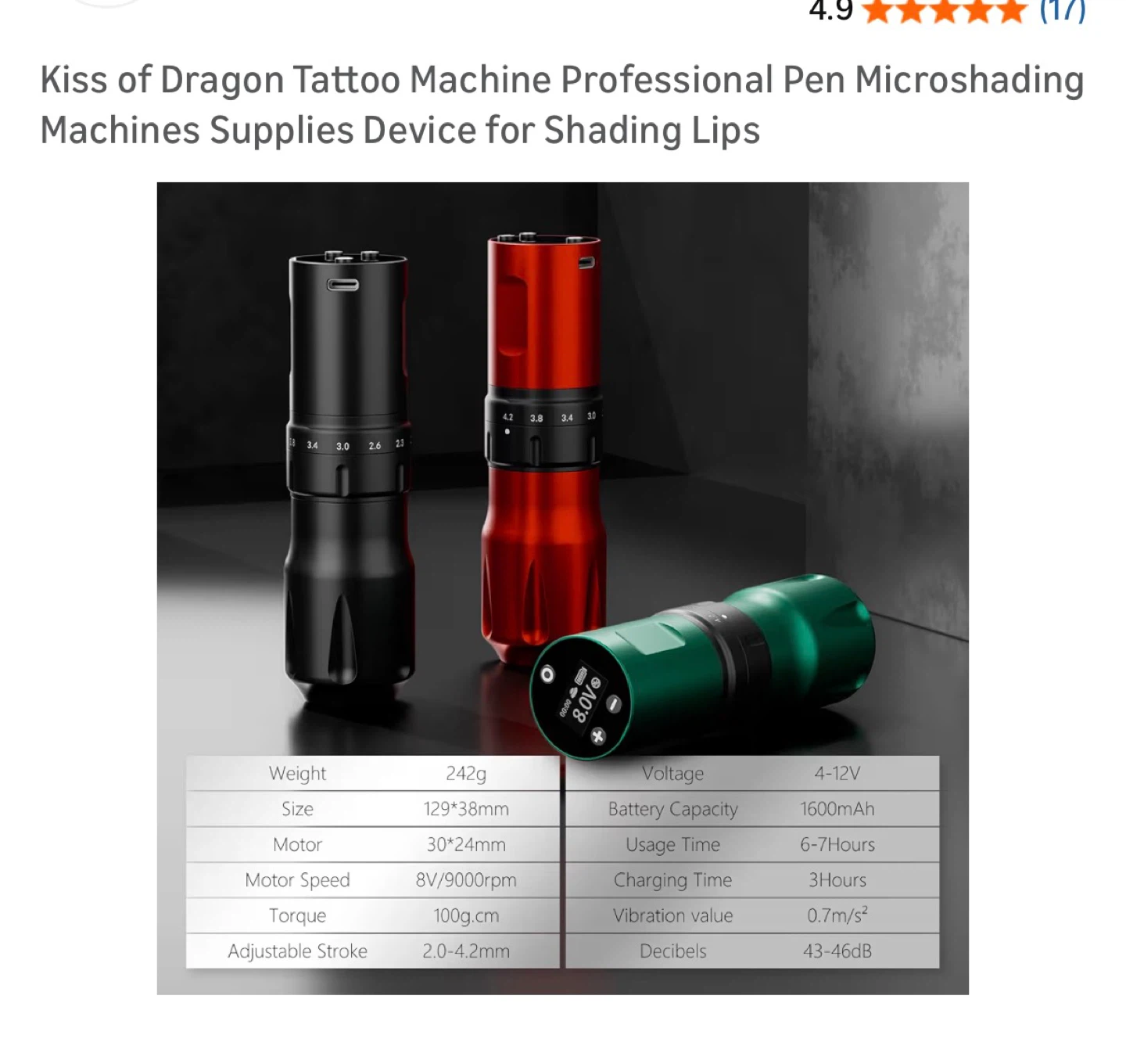 Brand New Kiss of Dragon Tattoo Machine Pen