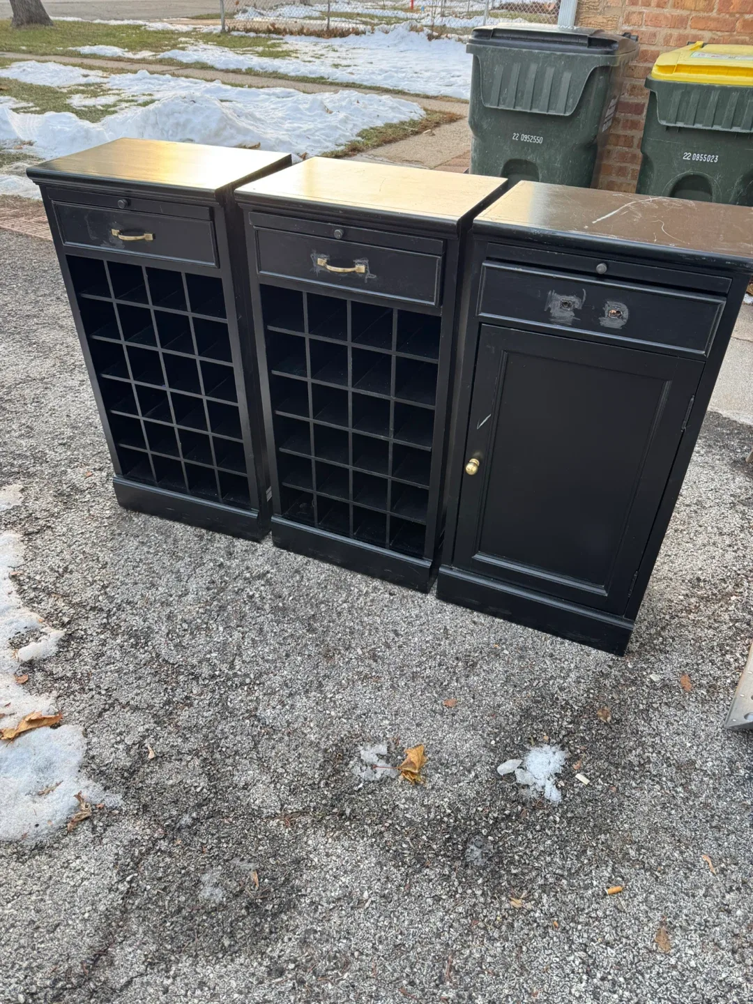 Black Storage Cabinets - Set of 3