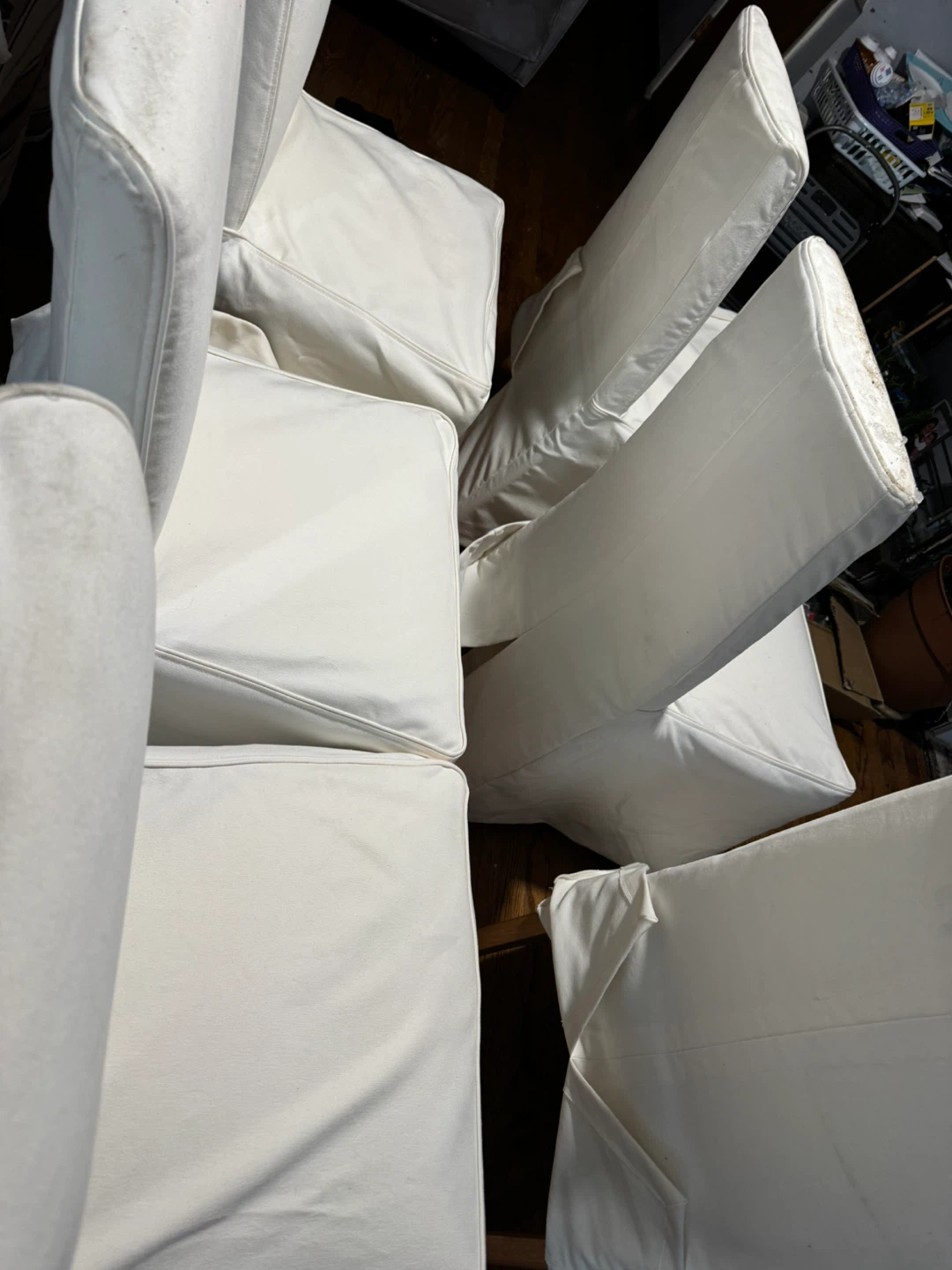 6 White Parsons Dining Chairs with Slipcovers - photo 3