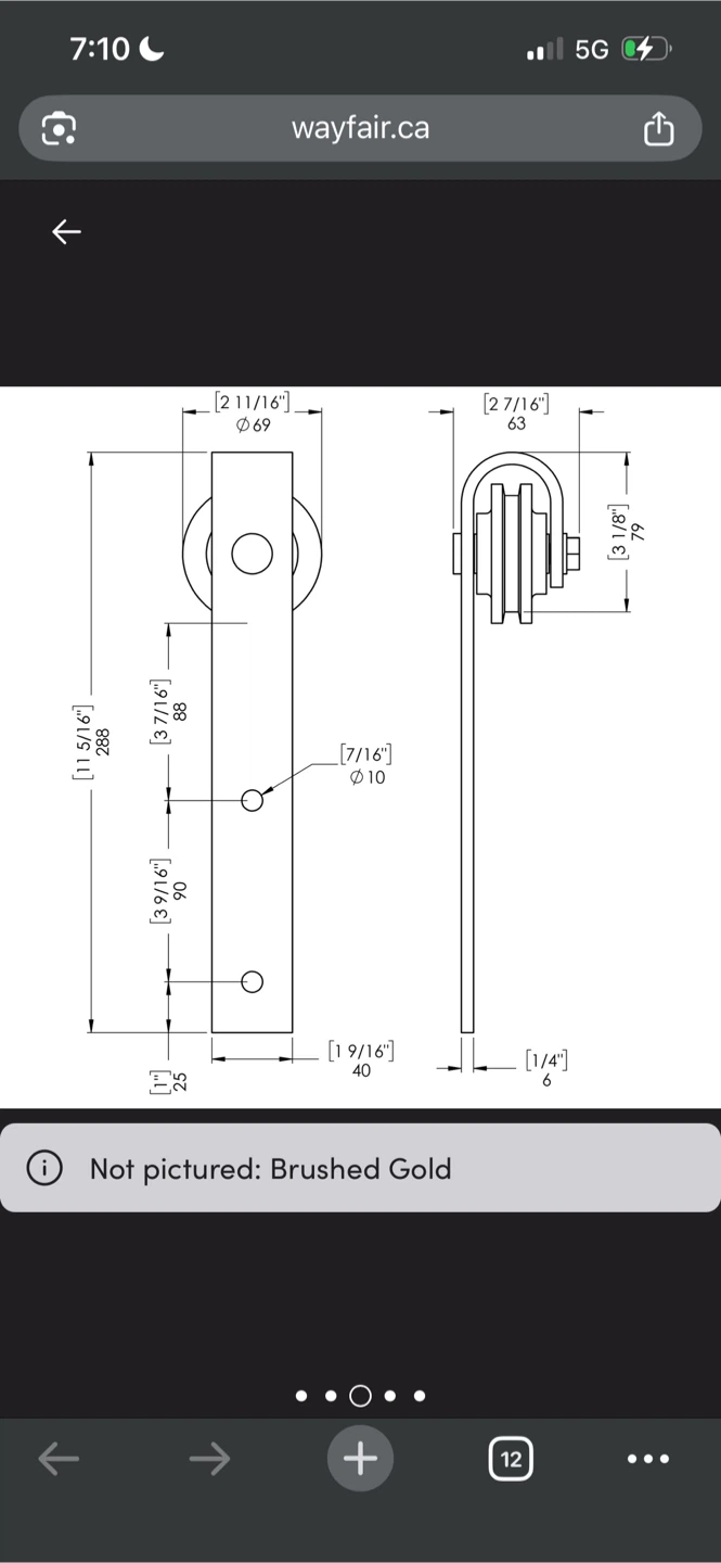 New Brushed Gold Barn Door Hardware Kit - photo 3