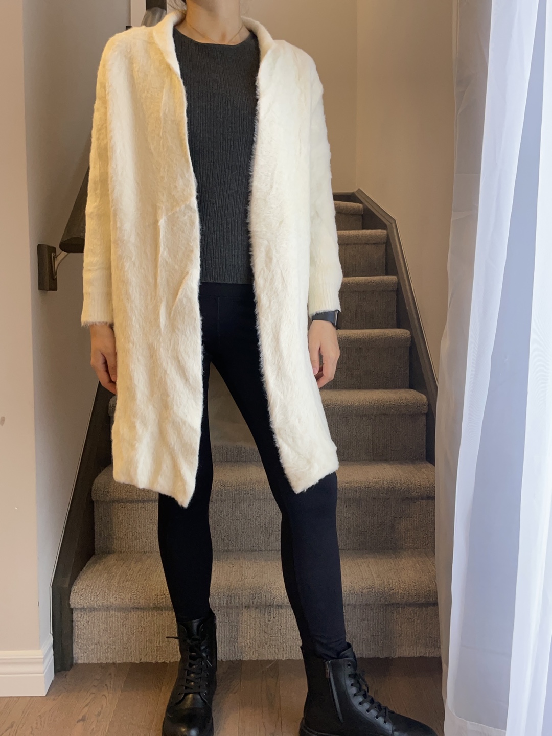 Cream Fuzzy Cardigan - Size Small - photo 2