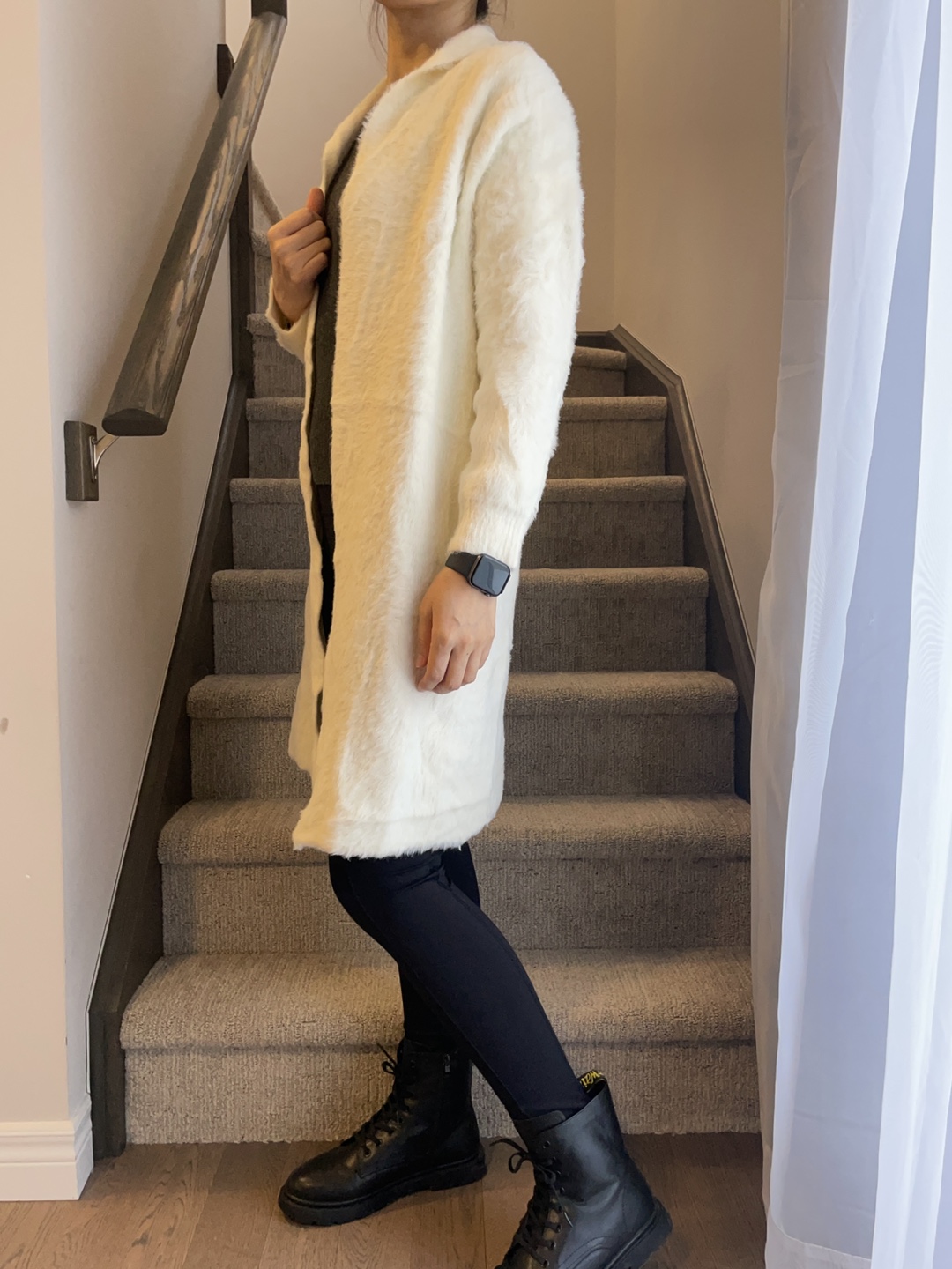 Cream Fuzzy Cardigan - Size Small