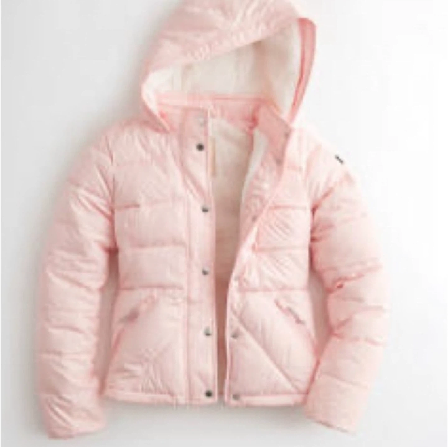 Sherpa-Lined pink Puffer Jacket from Hollister