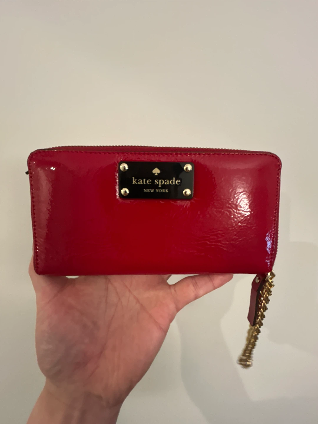 Kate Spade Red Patent Leather Zip Around Wallet