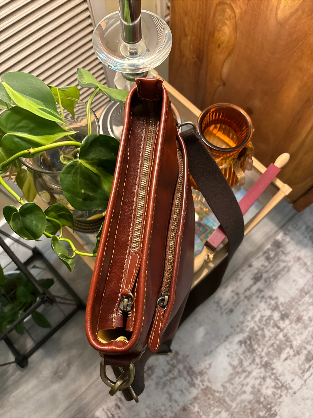 Leather Brown Crossbody Bag(unisex) - photo 2