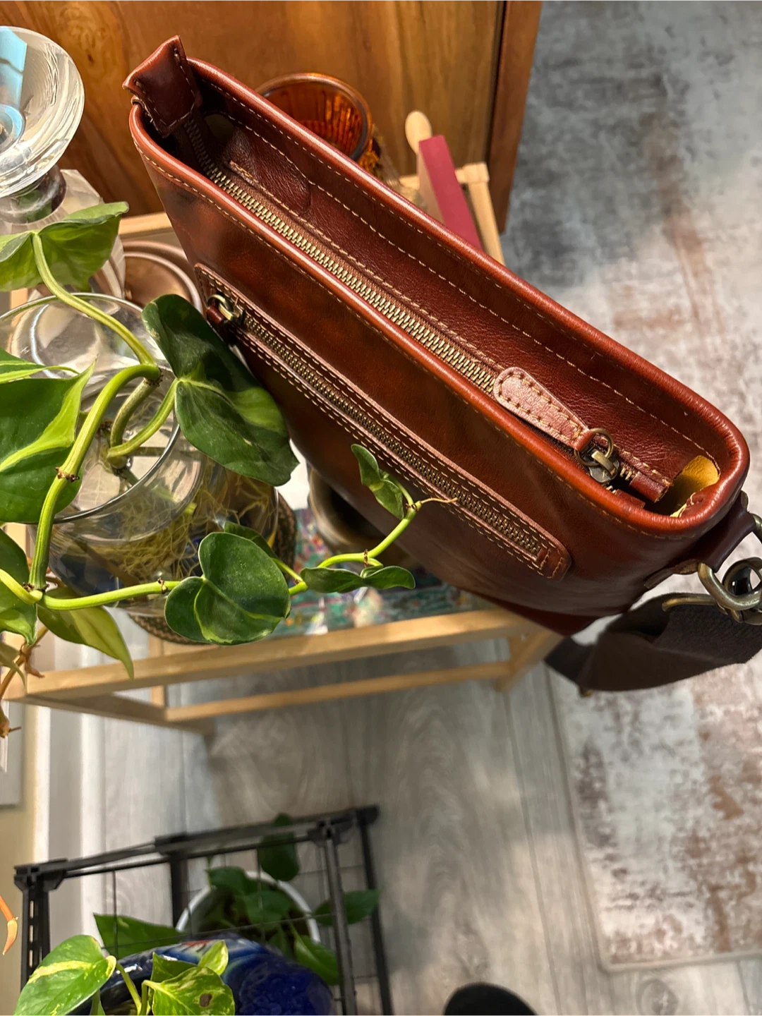 Leather Brown Crossbody Bag(unisex) - photo 3