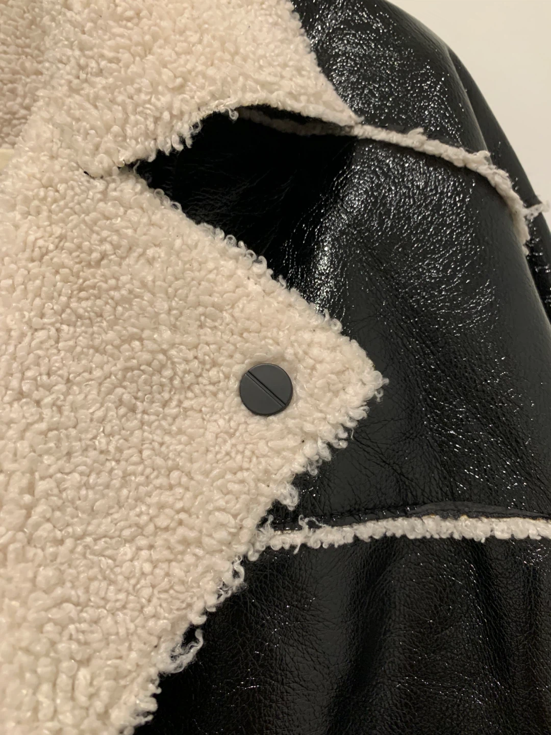 Kenneth Cole Black Faux Leather Sherpa Jacket - photo 3