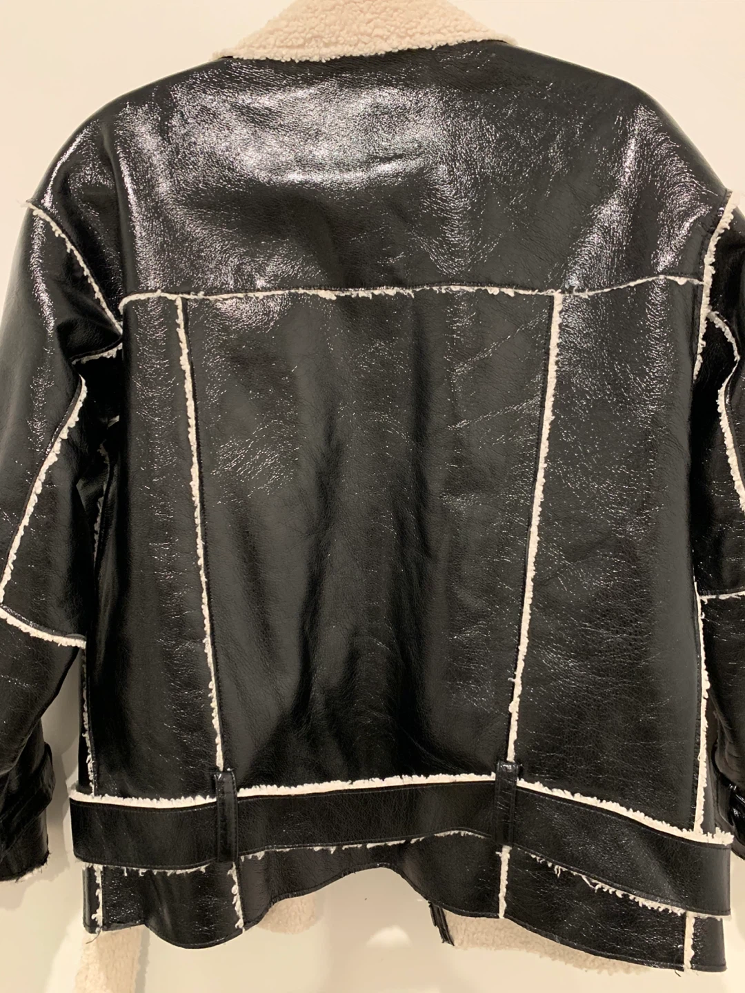 Kenneth Cole Black Faux Leather Sherpa Jacket - photo 5