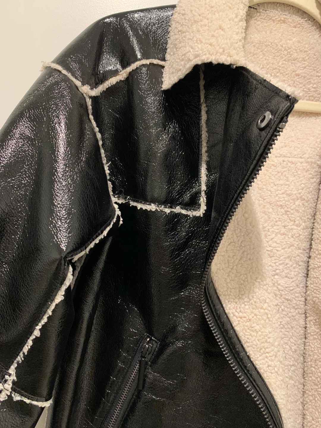 Kenneth Cole Black Faux Leather Sherpa Jacket - photo 2