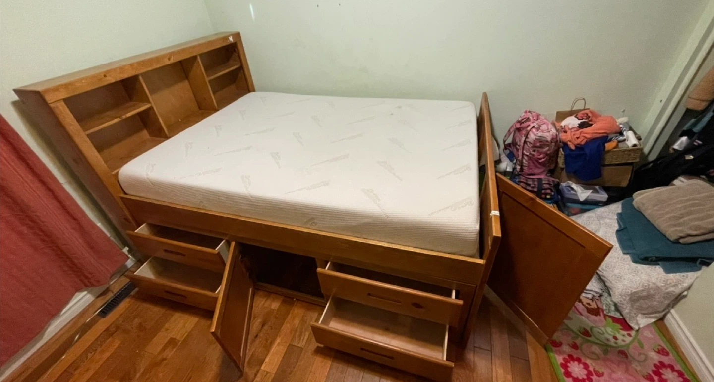 Wooden Storage Bed with Mattress