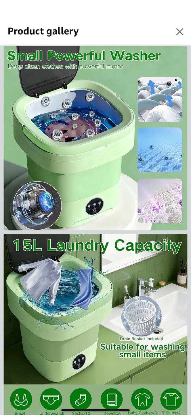 Small Portable Folding Washing Machine - Green - photo 2