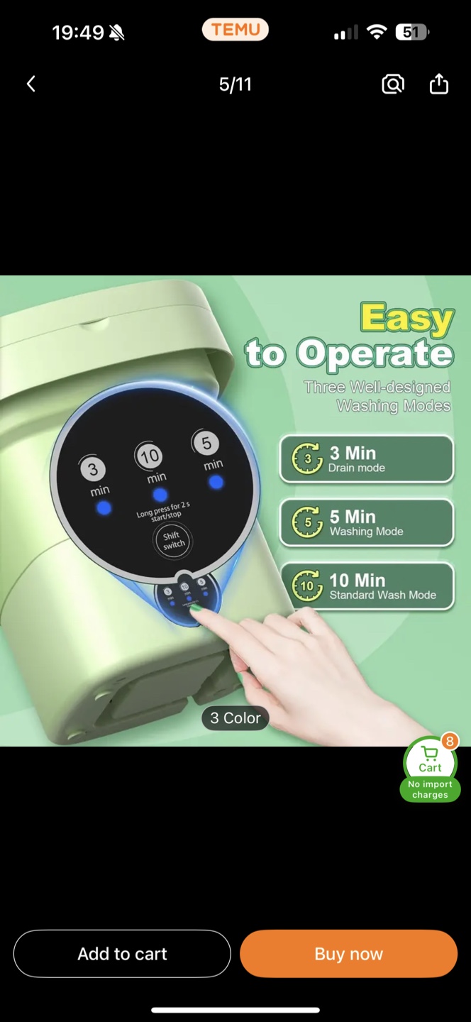 Small Portable Folding Washing Machine - Green - photo 3