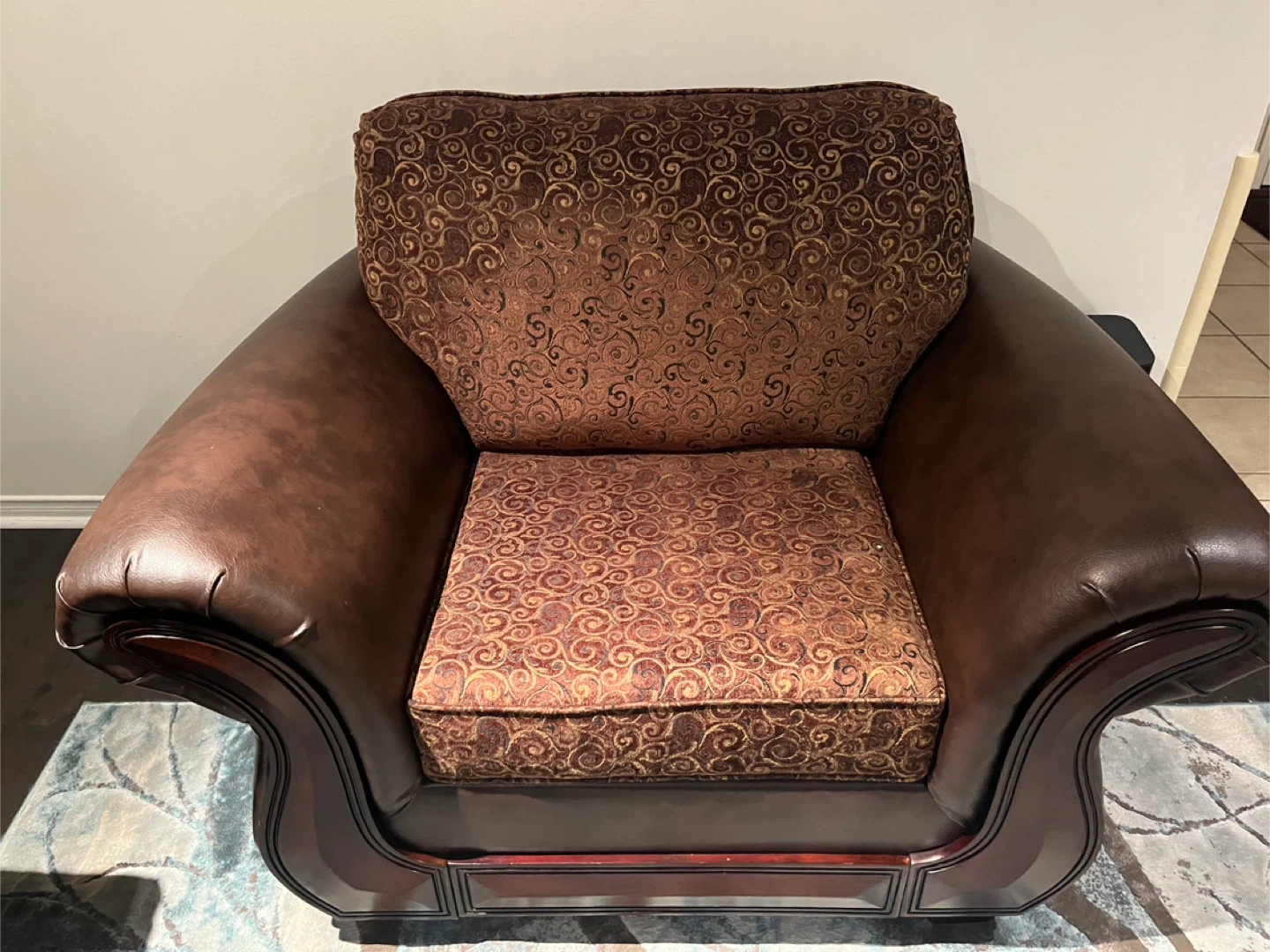 Brown Leather Sofa and Armchair Set - photo 3