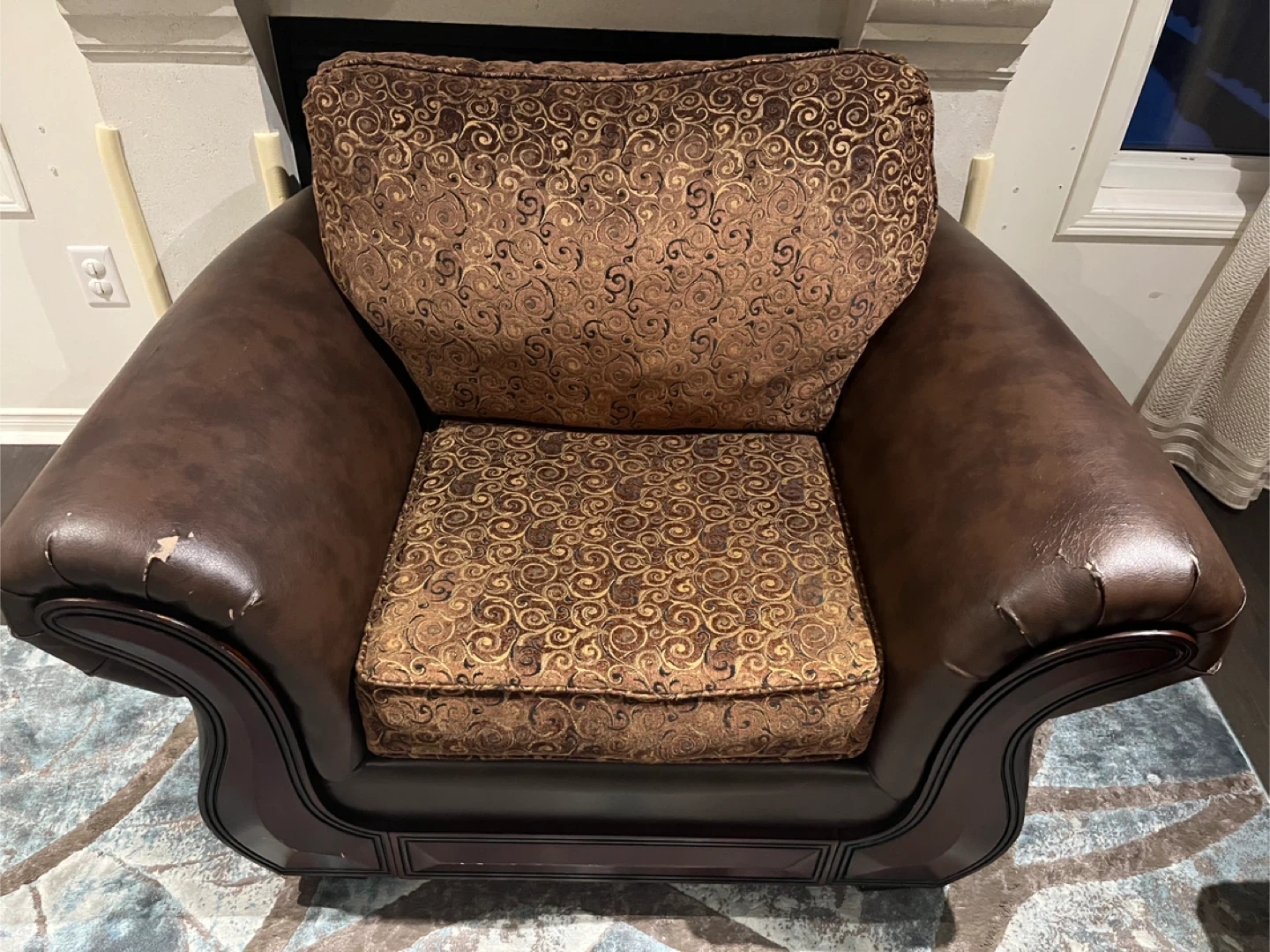 Brown Leather Sofa and Armchair Set - photo 4
