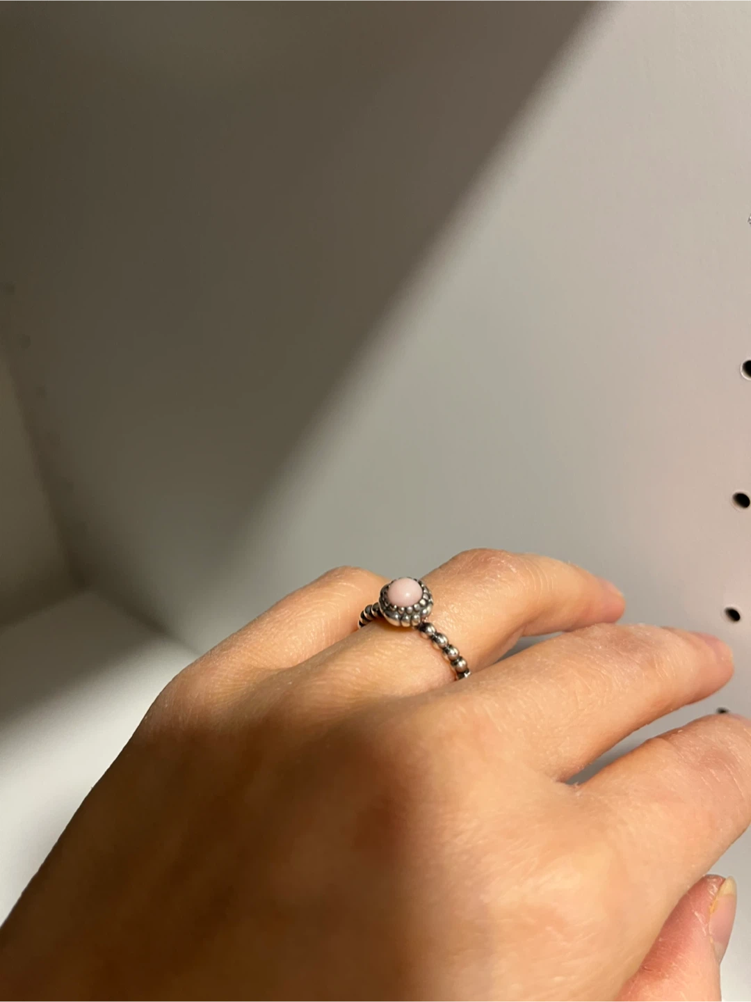 Pandora Size 6 Birthday Blooms October Pink Opal Ring - photo 4