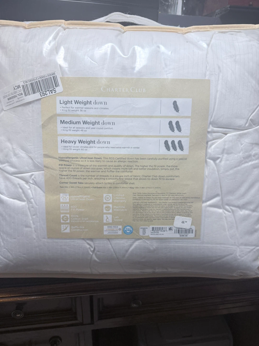 Charter Club Premium White Down Comforter - King Size - photo 3