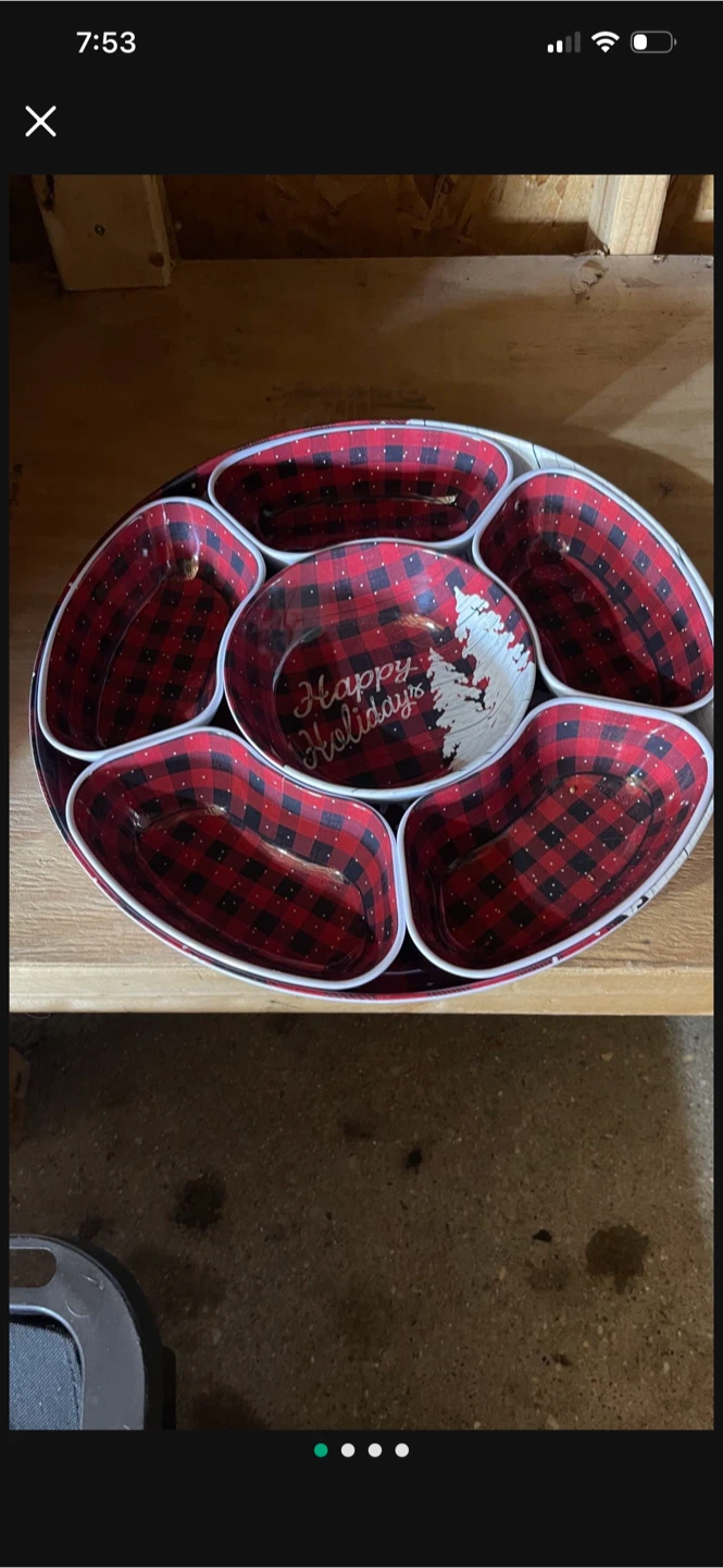 Happy Holidays Plaid Serving Tray