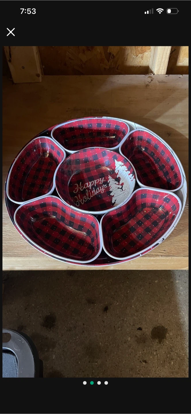 Happy Holidays Plaid Serving Tray - photo 2