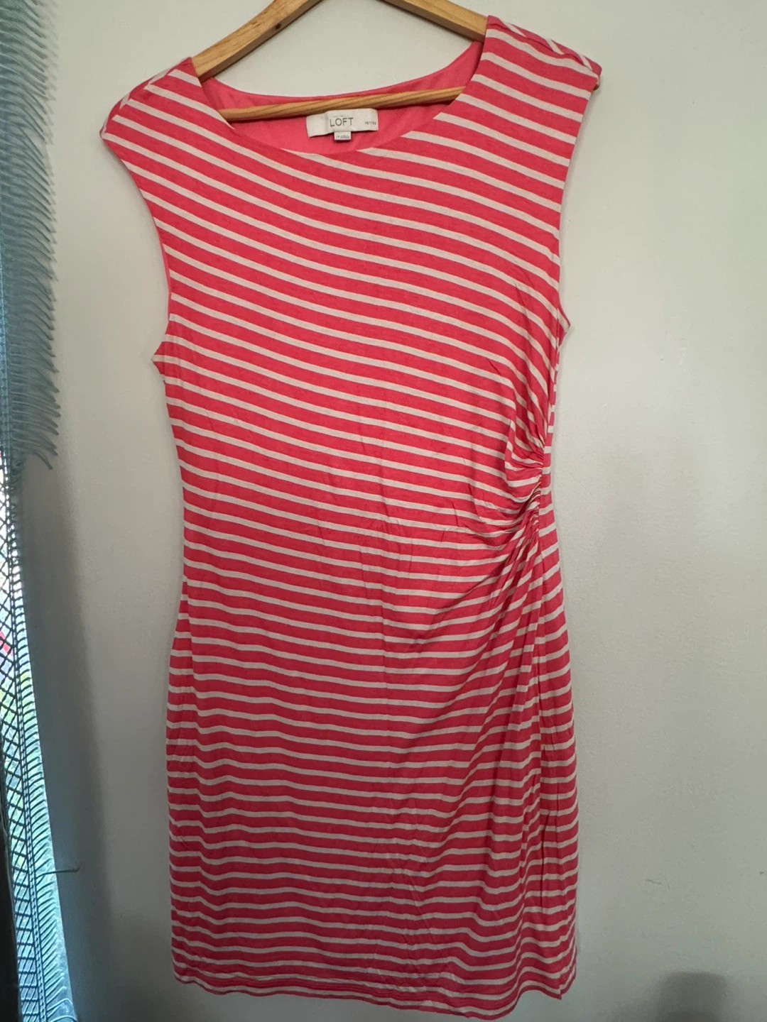 LOFT Striped Coral Dress - Size LP (Petite)
