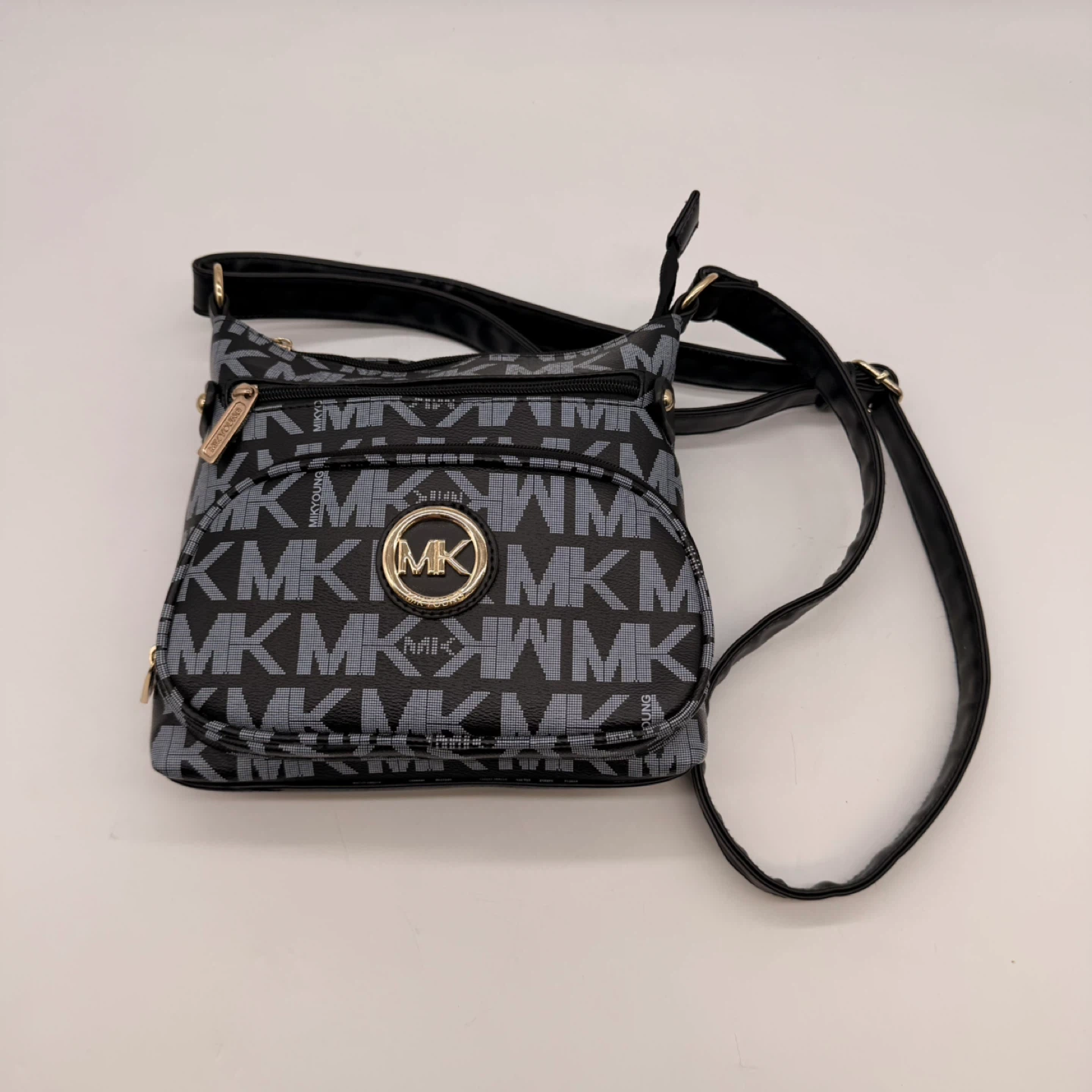 Michael Kors MK Logo Crossbody Bag Black Gray  Like new