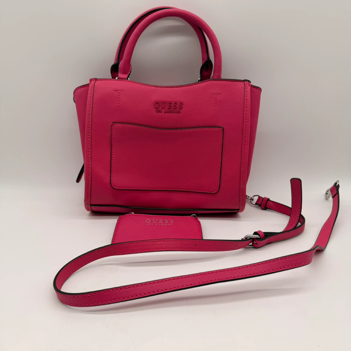 Guess Pink Satchel Bag with Crossbody Strap