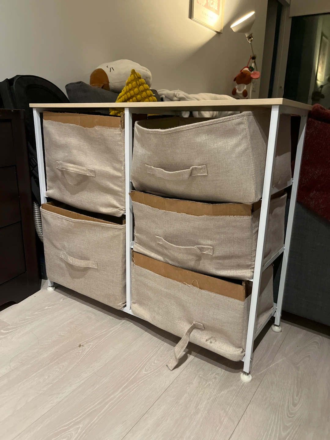 Storage Unit with Fabric Bins