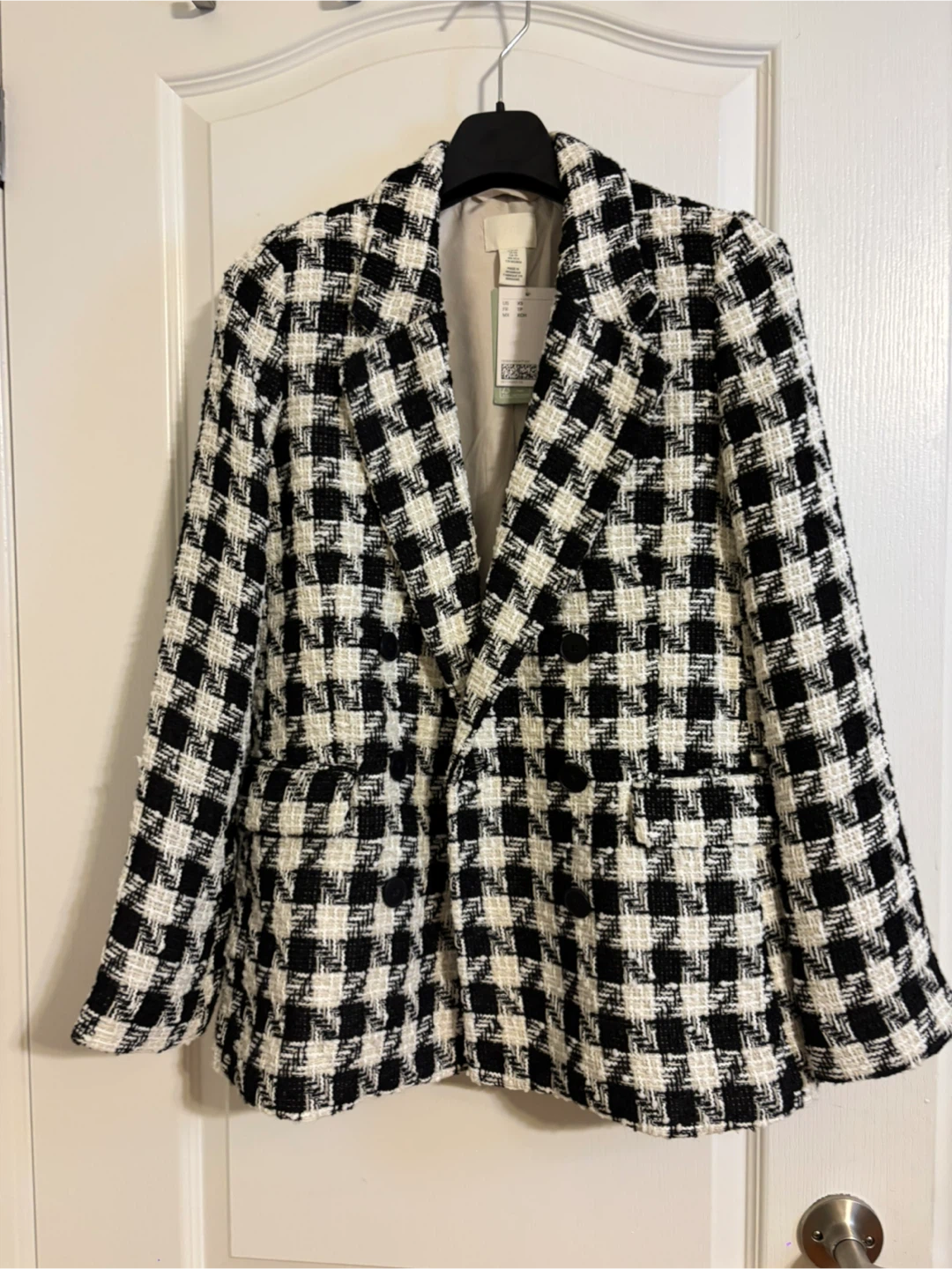 H&M Black and White Checkered Blazer - photo 3