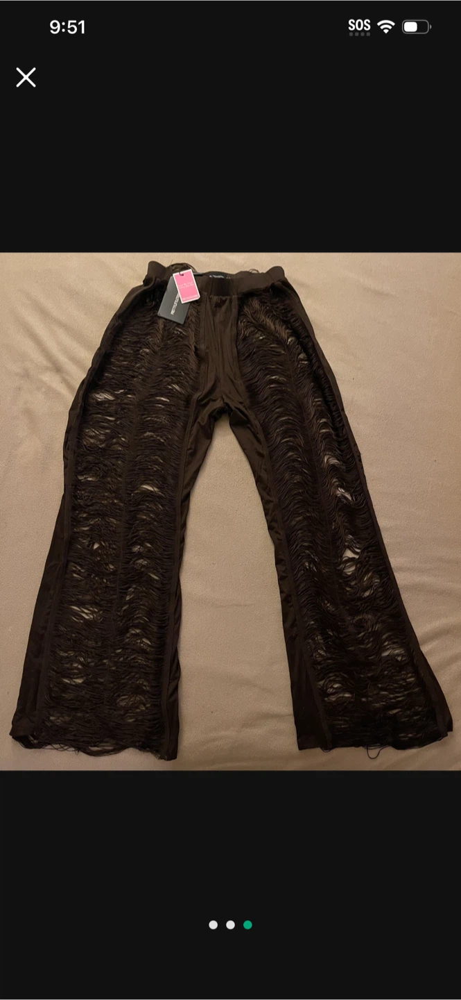 PrettyLittleThing Brown Fringe Beach Pants - photo 2