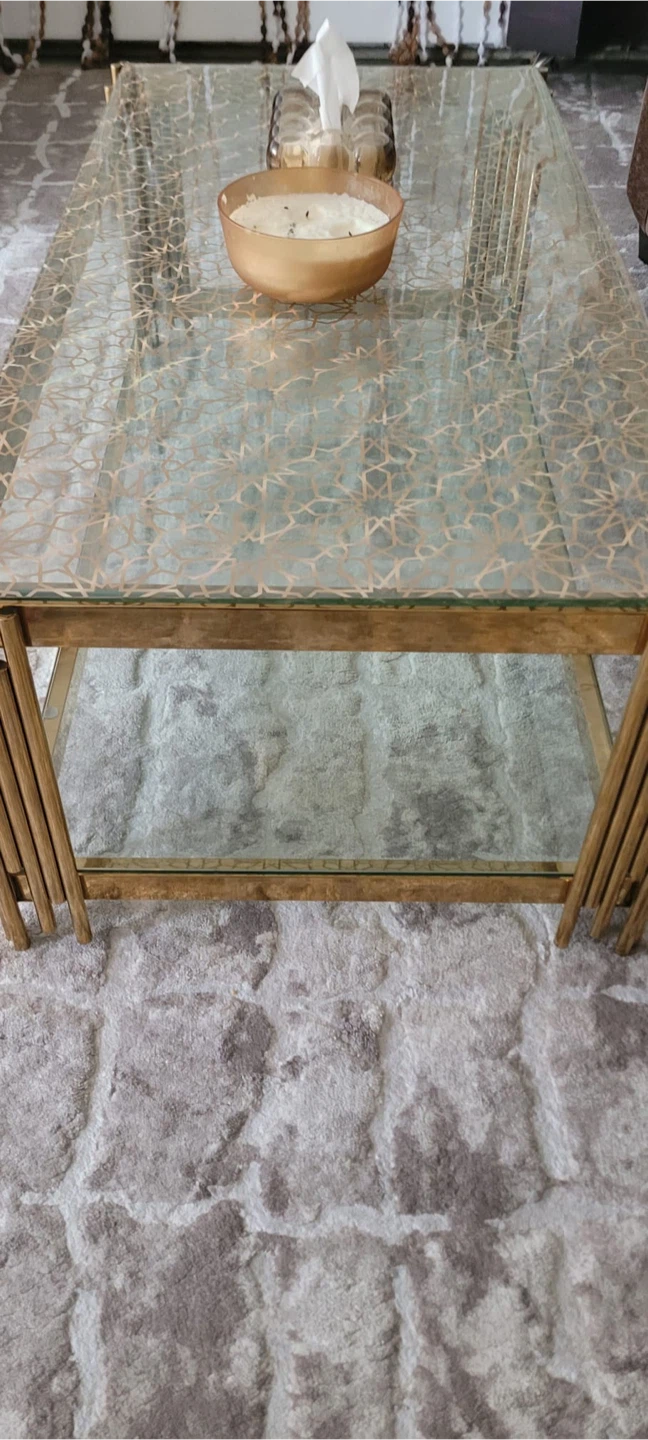Gold Finish Glass Coffee Table - photo 2
