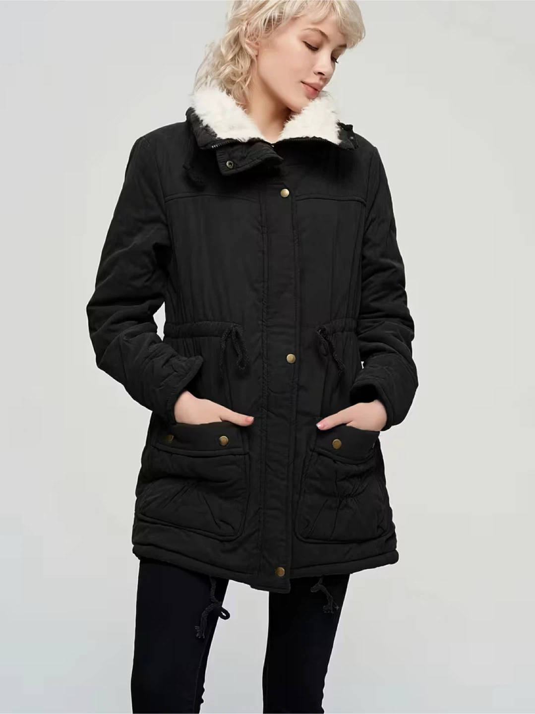 NEW! Black Winter Parka with Faux Fur Collar - photo 5