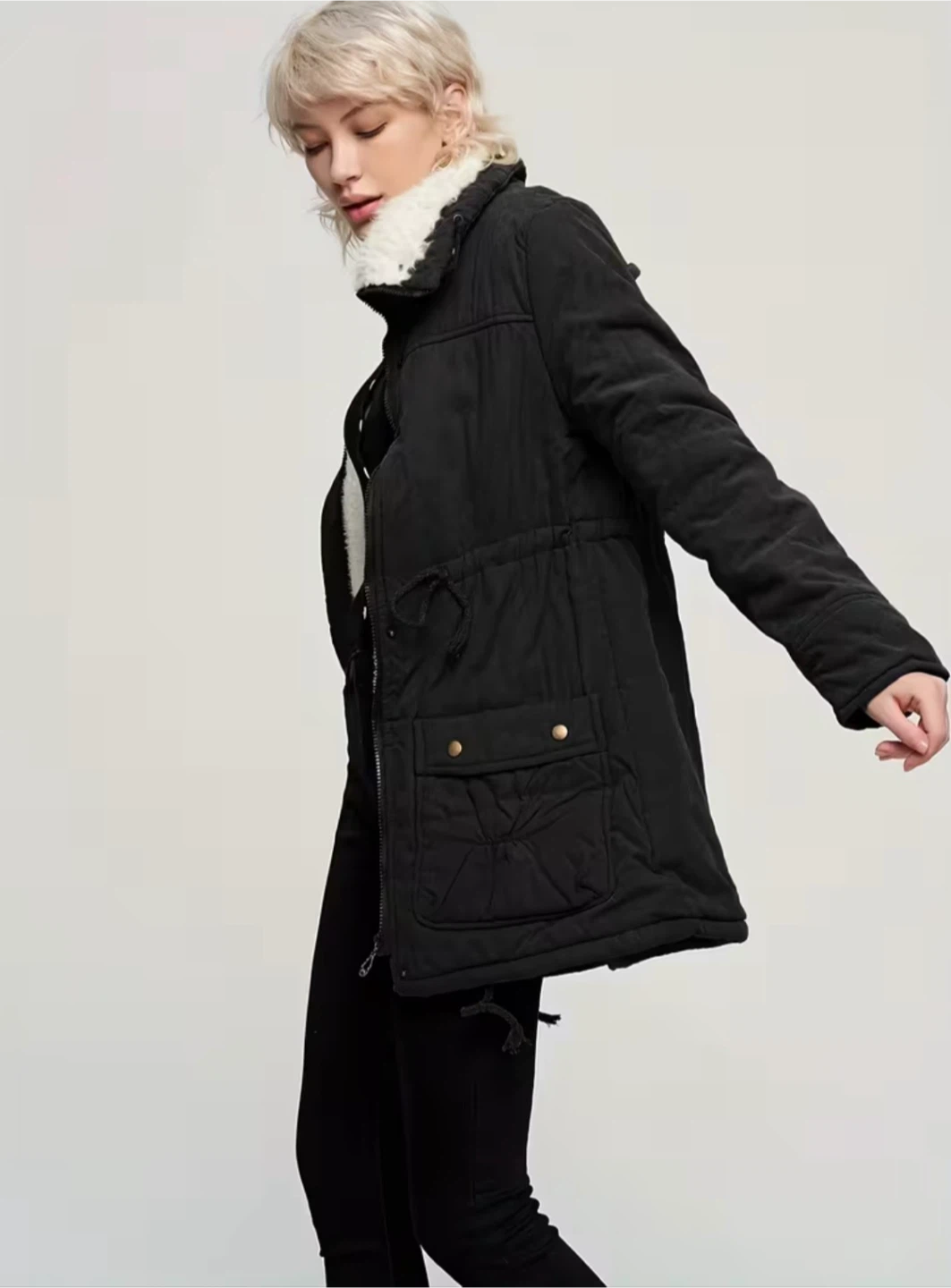 NEW! Black Winter Parka with Faux Fur Collar - photo 3