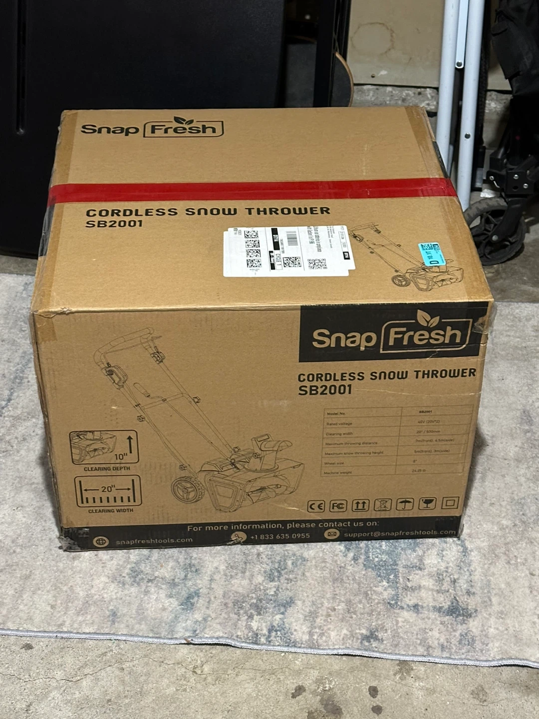 Snap Fresh Cordless Snow Thrower SB2001 - New in Box!