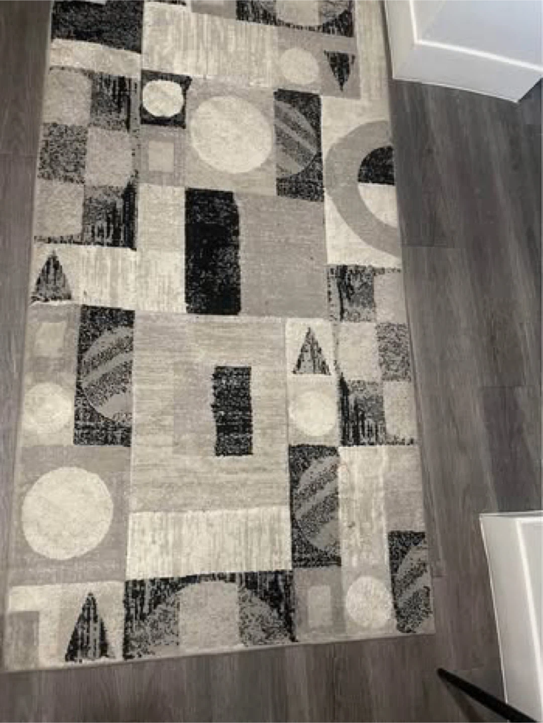 Geometric Area Rug - Grey, Black, White