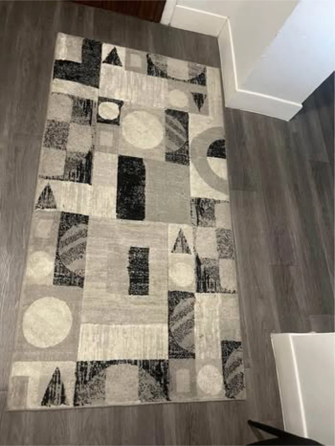 Geometric Area Rug - Grey, Black, White - photo 3