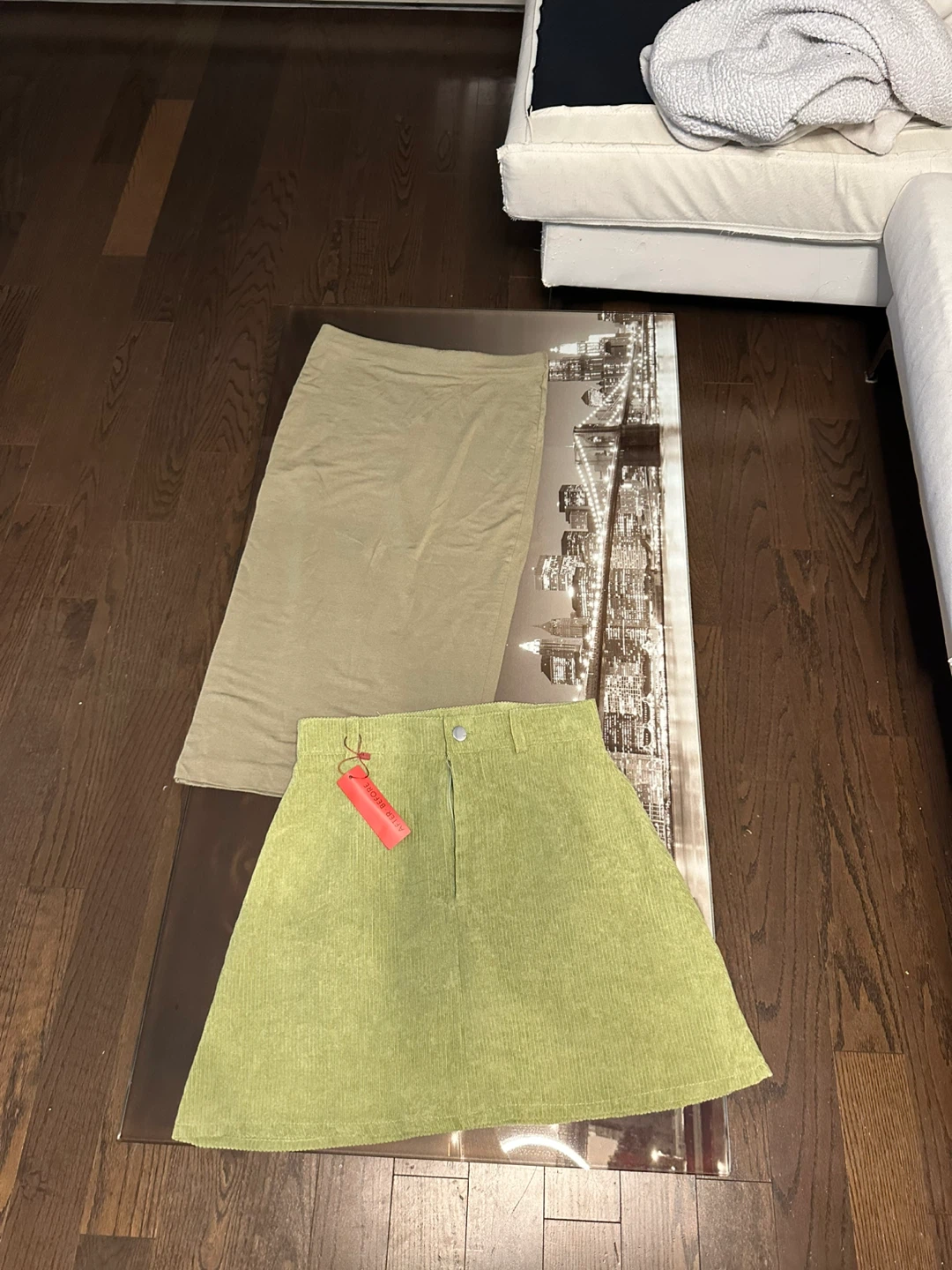 Green Corduroy Mini Skirt