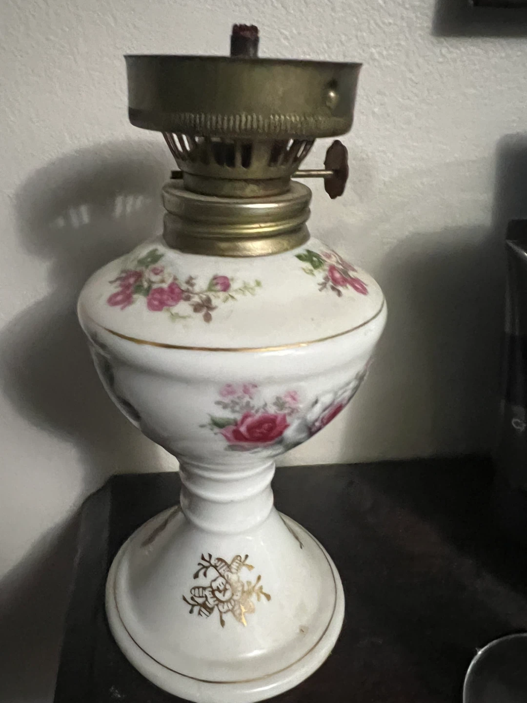 Vintage Floral Oil Lamp