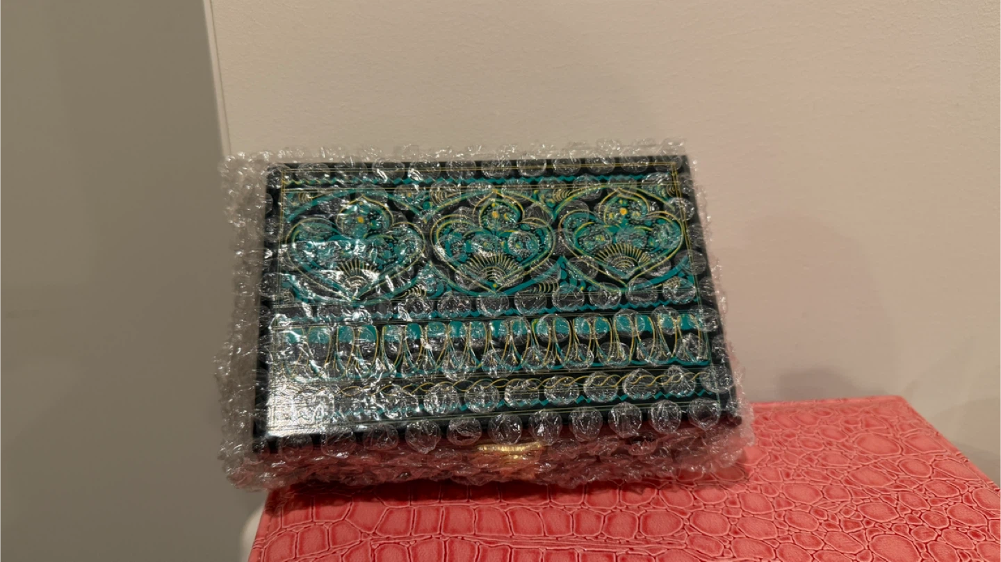 New still in bubble wrap hand painted jewelry box
