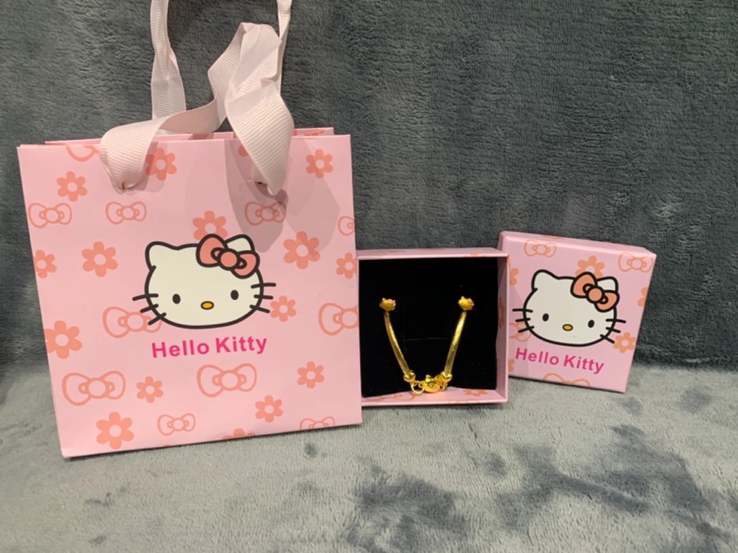 Hello Kitty  Kids Gold  Plated Bangle and Earrings - photo 2