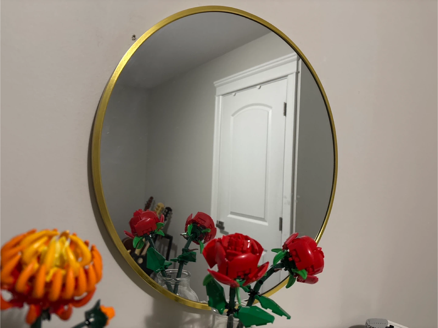 Round Gold Framed Mirror