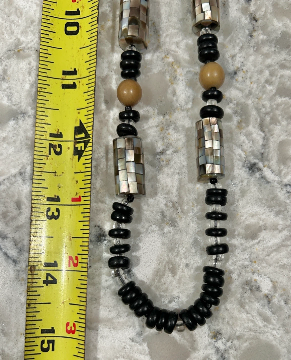 Beaded Necklace - Black, Beige, Iridescent - photo 5